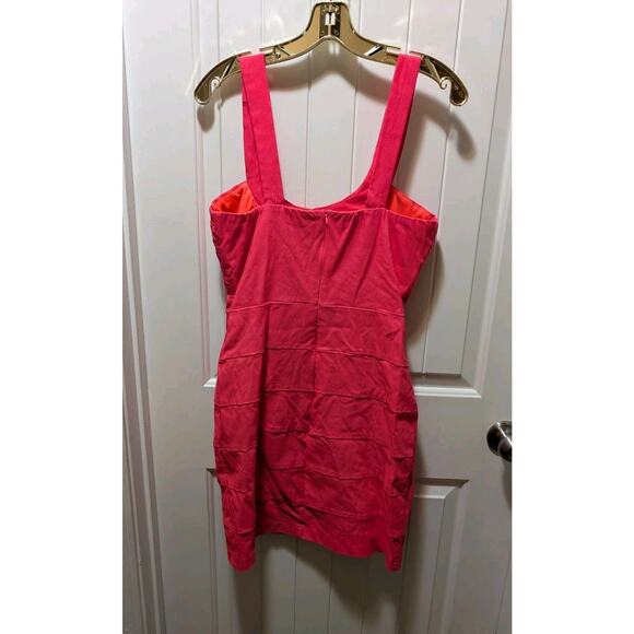 Pompous Girly Hot Pink Neon Mini Dress Rhinestones Prom Hoco Cocktail Size 11 - Picture 6 of 8